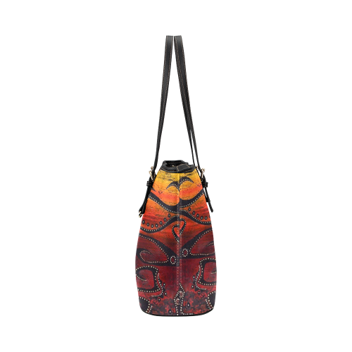 Sunset Tribal Leather Tote Bag