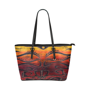 Sunset Tribal Leather Tote Bag