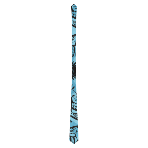 Blue-Sugar-Skull-Stripe Tie Classic Necktie (Two Sides)