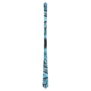 Blue-Sugar-Skull-Stripe Tie Classic Necktie (Two Sides)