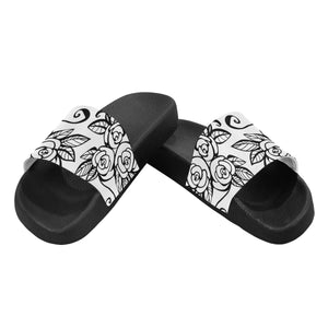 rose pattern Women's Slide Sandals (Model 057)