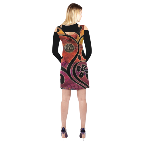 Exotic Vines Cold Shoulder Long Sleeve Dress