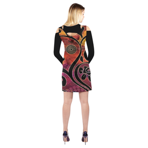 Exotic Vines Cold Shoulder Long Sleeve Dress