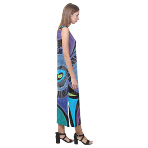 Bold Feather Sleeveless Long Dress