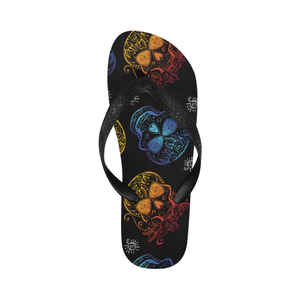 Sugar Skull Multi on Black Flip Flops