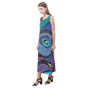 Bold Feather Sleeveless Long Dress