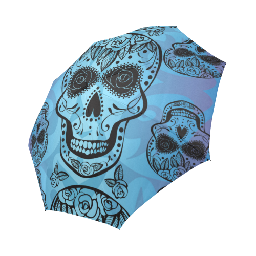 Blue Sugar Skull Auto-Foldable Umbrella