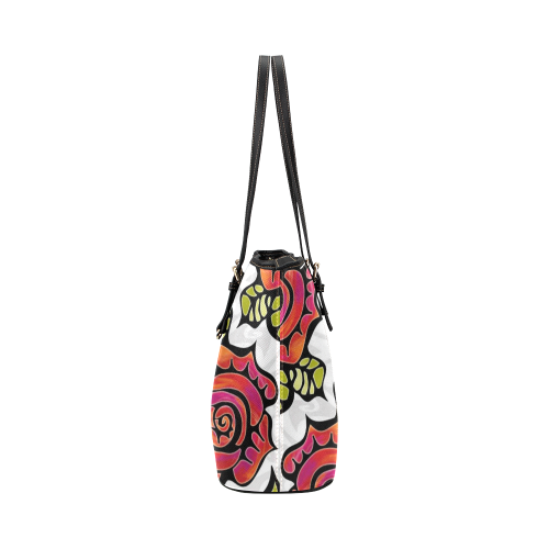 Tribal Rose Leather Tote Bag
