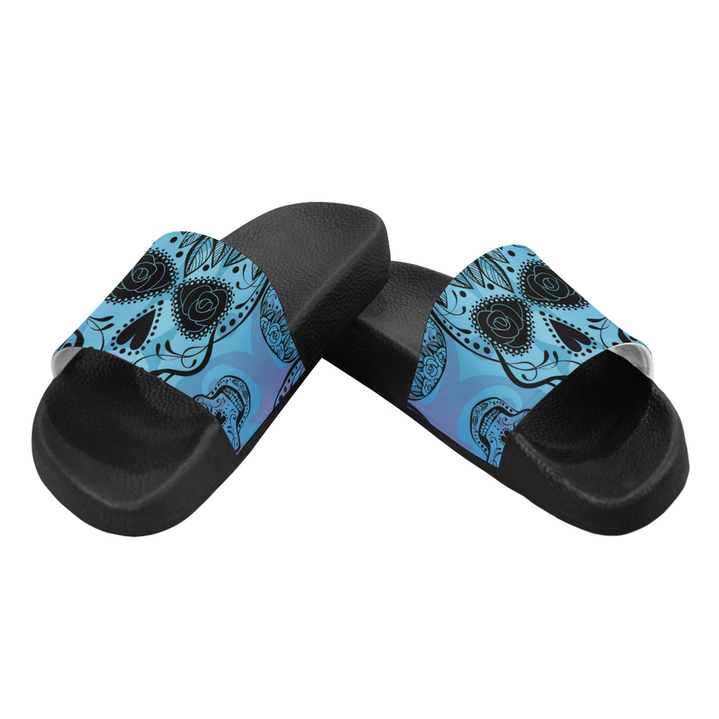 Blue Sugar Skull Women's Slide Sandals