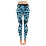 Blue Sugar Skull Stripe Leggings