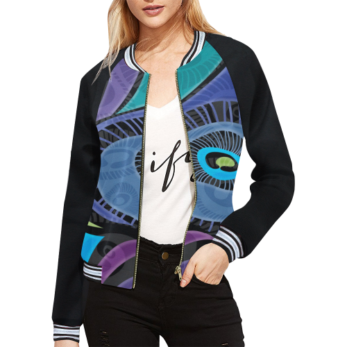 Bold-feather All Over Print Bomber Jacket