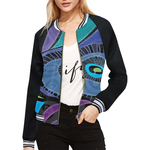 Bold-feather All Over Print Bomber Jacket
