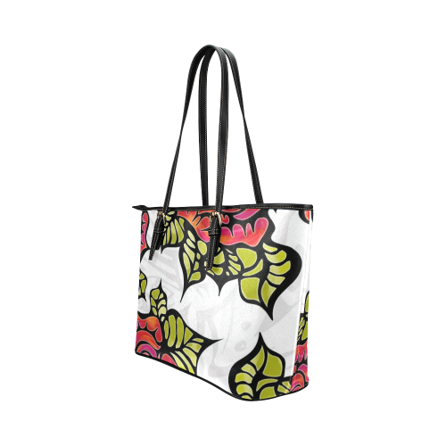 Tribal Rose Leather Tote Bag
