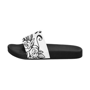 rose pattern Women's Slide Sandals (Model 057)