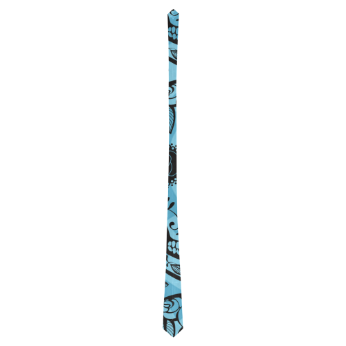 Blue-Sugar-Skull-Stripe Tie Classic Necktie (Two Sides)