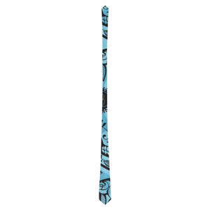 Blue-Sugar-Skull-Stripe Tie Classic Necktie (Two Sides)