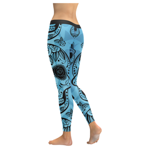 Blue Sugar Skull Stripe Leggings