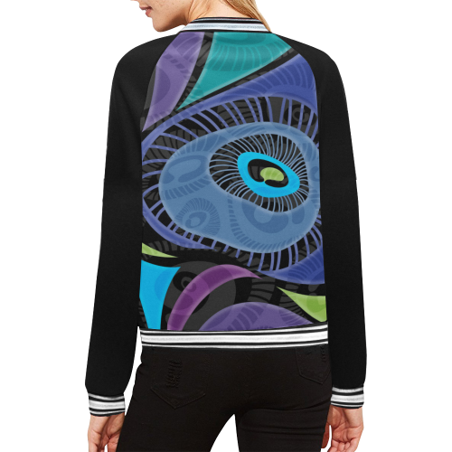 Bold-feather All Over Print Bomber Jacket