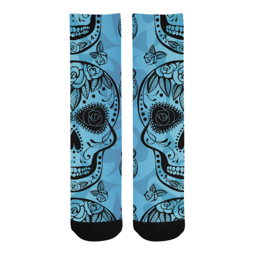 Blue Sugar Skull Trouser Socks