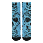 Blue Sugar Skull Trouser Socks