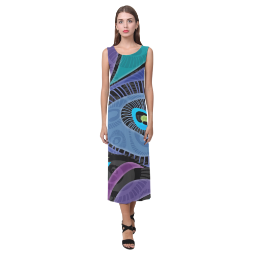 Bold Feather Sleeveless Long Dress