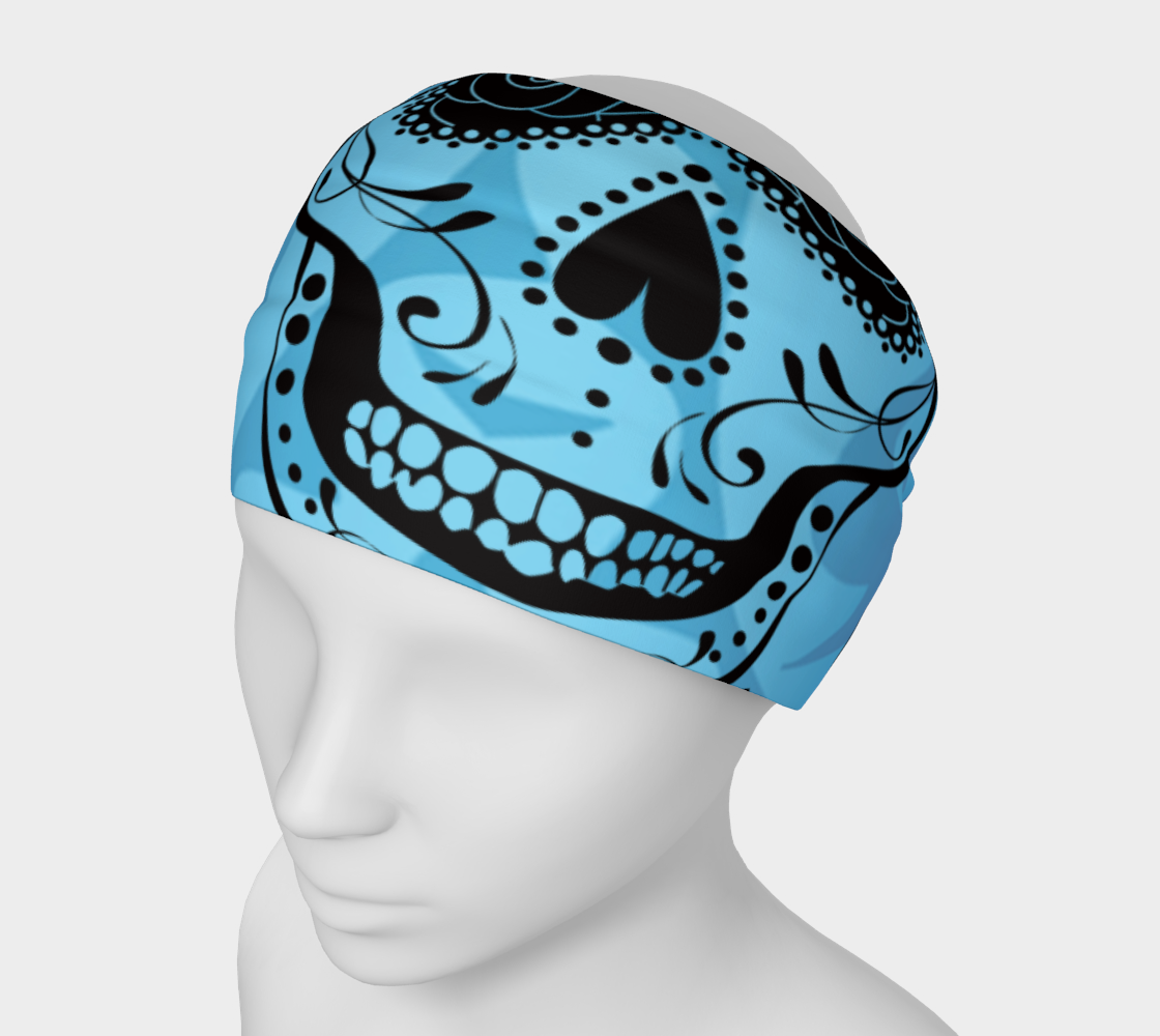 Blue Sugar Skull Headband