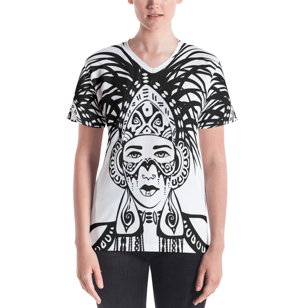 Sugar Skull All Over V Neck Tshirt