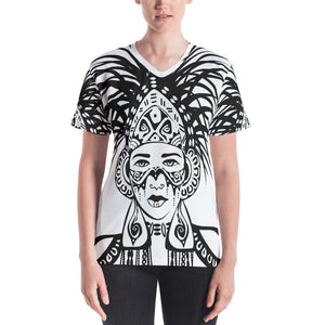Sugar Skull All Over V Neck Tshirt