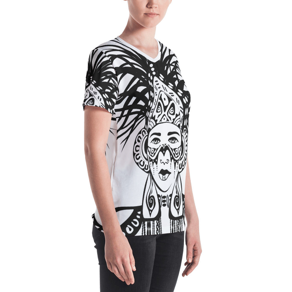 Sugar Skull All Over V Neck Tshirt